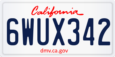 CA license plate 6WUX342