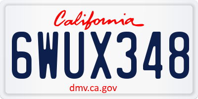 CA license plate 6WUX348