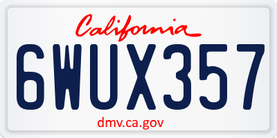 CA license plate 6WUX357
