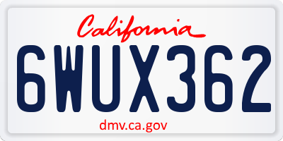 CA license plate 6WUX362