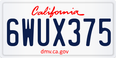CA license plate 6WUX375