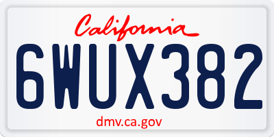 CA license plate 6WUX382