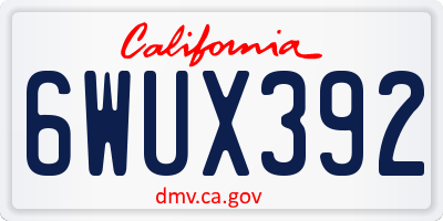 CA license plate 6WUX392