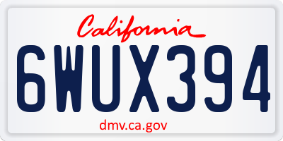 CA license plate 6WUX394
