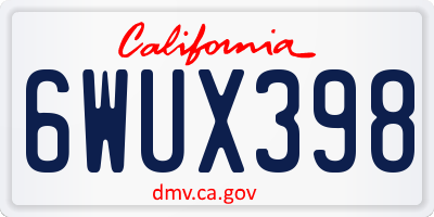 CA license plate 6WUX398