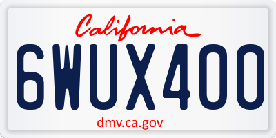 CA license plate 6WUX400
