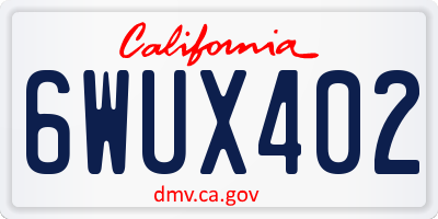 CA license plate 6WUX402
