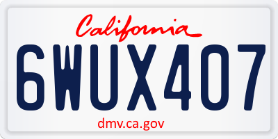 CA license plate 6WUX407