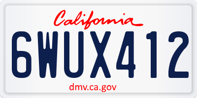 CA license plate 6WUX412