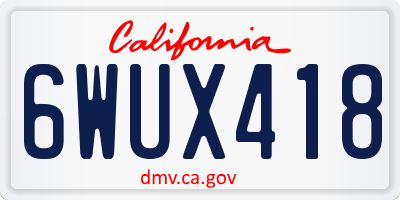 CA license plate 6WUX418