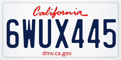 CA license plate 6WUX445