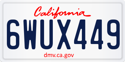 CA license plate 6WUX449
