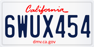 CA license plate 6WUX454