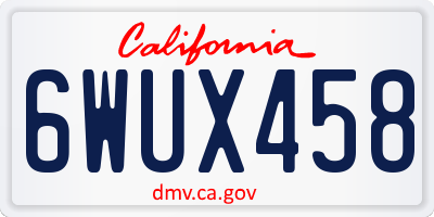 CA license plate 6WUX458