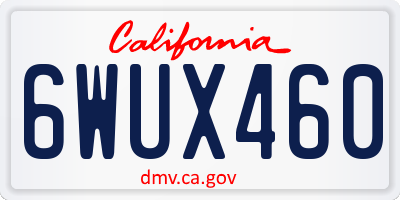 CA license plate 6WUX460