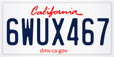 CA license plate 6WUX467
