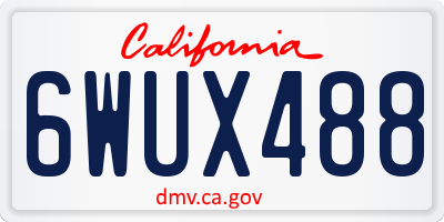 CA license plate 6WUX488