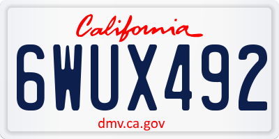 CA license plate 6WUX492