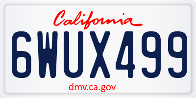 CA license plate 6WUX499