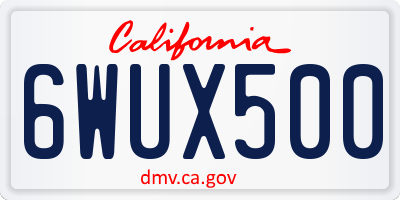 CA license plate 6WUX500