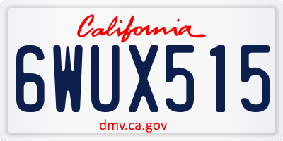 CA license plate 6WUX515