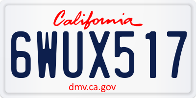 CA license plate 6WUX517