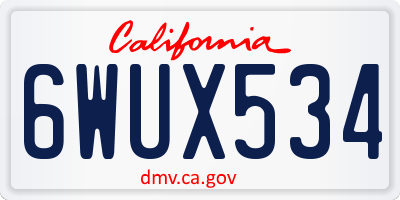 CA license plate 6WUX534