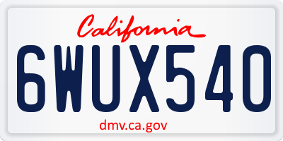 CA license plate 6WUX540