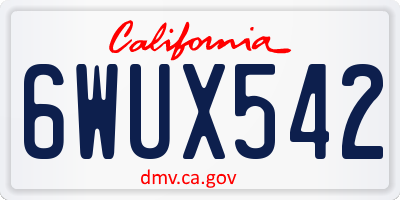 CA license plate 6WUX542