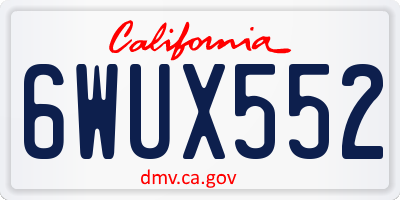 CA license plate 6WUX552