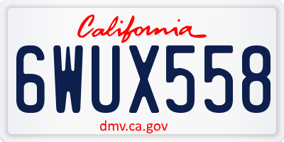 CA license plate 6WUX558