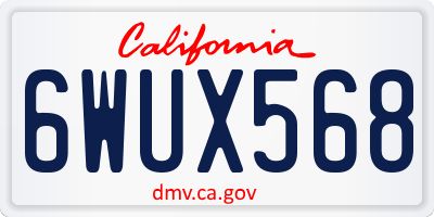 CA license plate 6WUX568