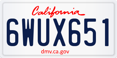 CA license plate 6WUX651