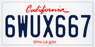 CA license plate 6WUX667