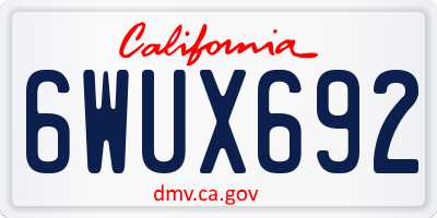 CA license plate 6WUX692