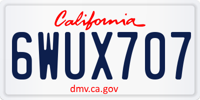 CA license plate 6WUX707