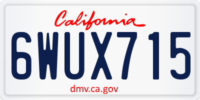 CA license plate 6WUX715