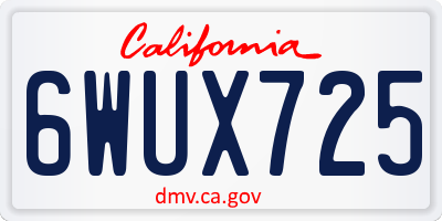 CA license plate 6WUX725
