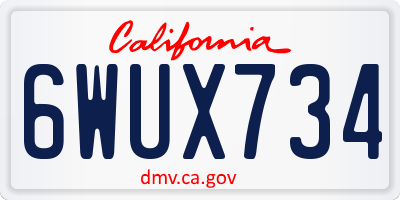 CA license plate 6WUX734