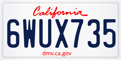 CA license plate 6WUX735