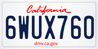 CA license plate 6WUX760
