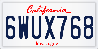 CA license plate 6WUX768