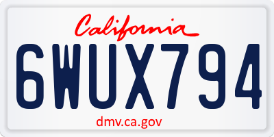 CA license plate 6WUX794