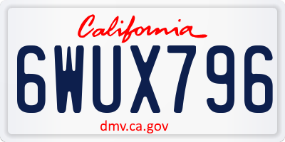 CA license plate 6WUX796