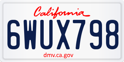 CA license plate 6WUX798