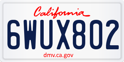 CA license plate 6WUX802