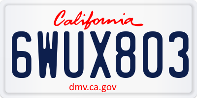 CA license plate 6WUX803