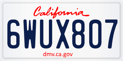 CA license plate 6WUX807
