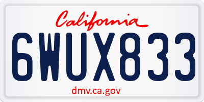 CA license plate 6WUX833
