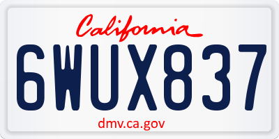 CA license plate 6WUX837